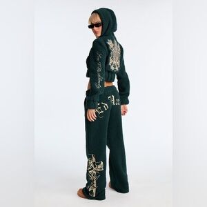 ED Hardy Sherpa Embroidered Virgin Green Set Size Large NWT